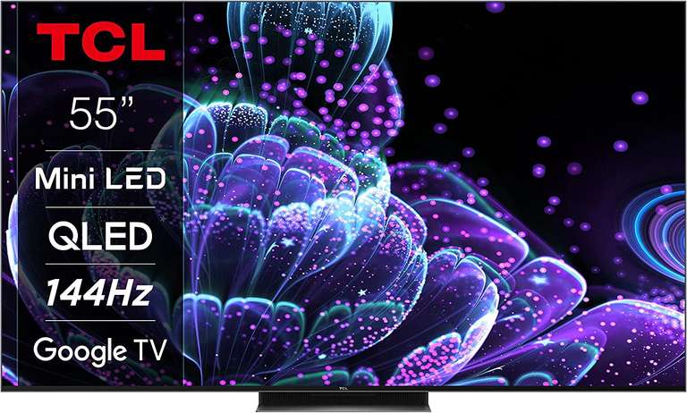 TCL 55C839 55 Zoll QLED Mini-LED 144Hz 4xHDMI 2.1 Wi-Fi 6 Google TV
