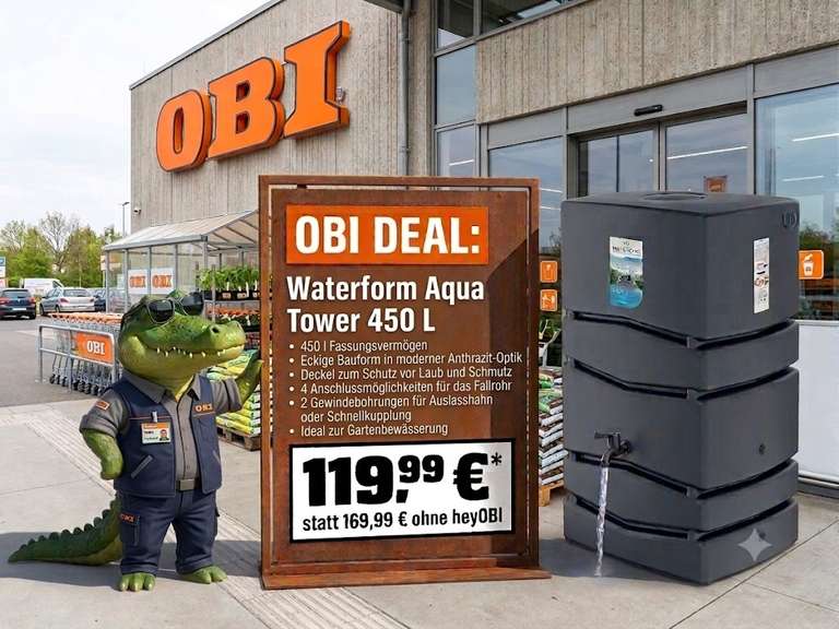Waterform Aqua Tower Regentonne 450 l – jetzt bei OBI 119,99 € statt 169,99 €