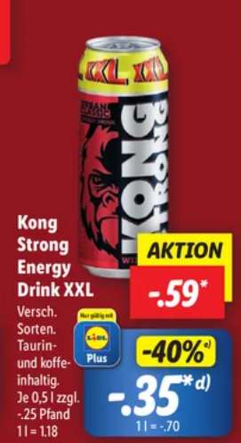 Alle Sorten Kong Strong Energy 0,5L [Lidl Plus]