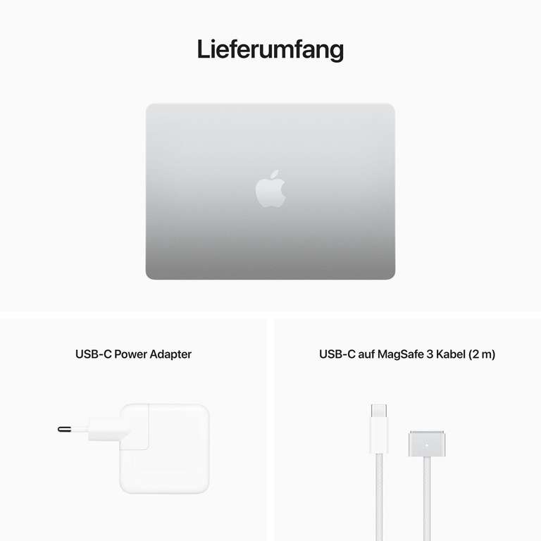 Apple MacBook Air 13,6" 2022, Apple M2 Chip 8-Core, 8-Core GPU, 16GB RAM, 1TB Festplatte, Farbe Silber Z15W-0121000
