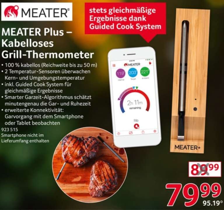 [Selgros] MEATER PLUS (+) - Kabelloses Fleischthermometer mit 50 m Reichweite