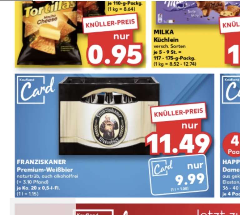 [Kaufland] Franziskaner Weißbier 20x 0,5l (zzgl. 3,10€ Pfand)