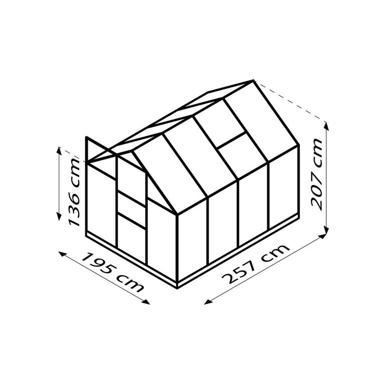 VITAVIA Gewächshaus Planet 5000, inkl. Stahlfundamentrahmen, Dachfenster & Regenrinnen | Grundfläche 5 m² | BxHxT: ca. 195x209x257cm [Aldi]