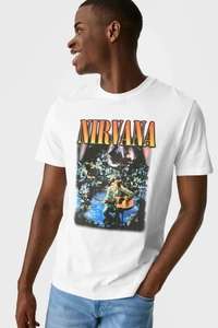 [C&A Click & Collect] T-Shirt aus Bio-Baumwolle Nirvana Print (Gr. XL und XXL)