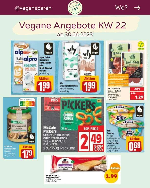 Vegane Angebote im Supermarkt & vegan Sammeldeal (KW22 30.05. - 04.06.)