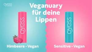 Marktguru: OYESS Lippenpflege Himbeere & Sensitive vegan GRATIS TESTEN durch 2x 100% Cashback (GzG)