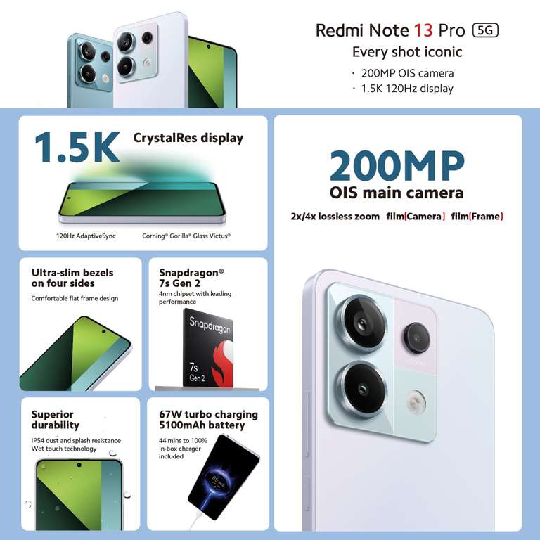 Xiaomi Redmi Note 13 Pro 5G 12GB+512GB Handy ohne Vertrag, Black