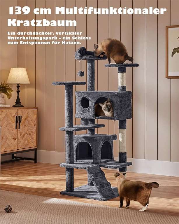 Yaheetech Kratzbaum Gro 139 cm  mehrstckig, stabil, Prime at Amazon |  mydealz