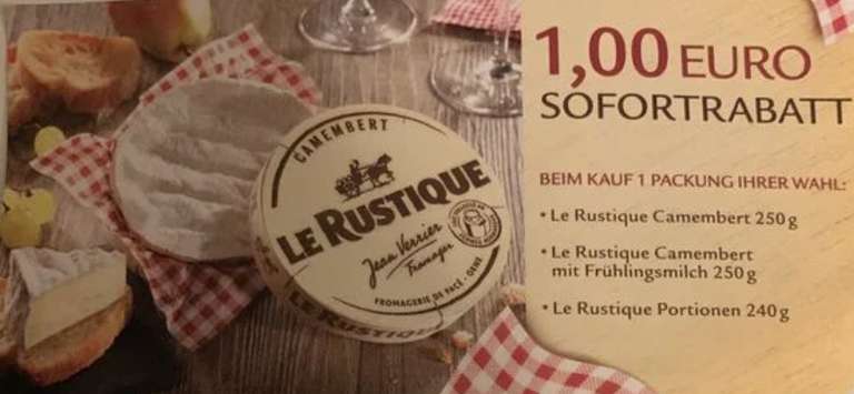 [HIT] Le Rustique Camembert versch. Sorten 200-250 g für 1,49 € (Angebot + Coupon)