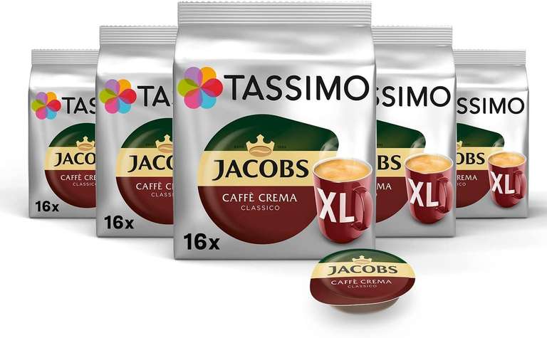 (Prime Spar-Abo) Sammeldeal Tassimo Pads XL Morning Café 5x21, Jacobs Krönung 5x16, Jacobs Caffè Crema Classico oder Milka