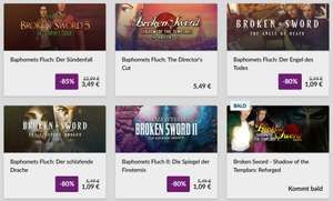 Broken Sword, Baphomets Fluch 5 (€3,49), BF 4 (€1,09), BF 3 (€1,09), BF 2 Remastered (€1,09)