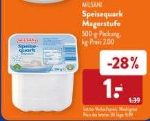 500g Milsani Speisequark Magerstufe (Magerquark) und Milsani skyr 500g Becher für 1 Euro bei Aldi Süd ab 19.09.2022