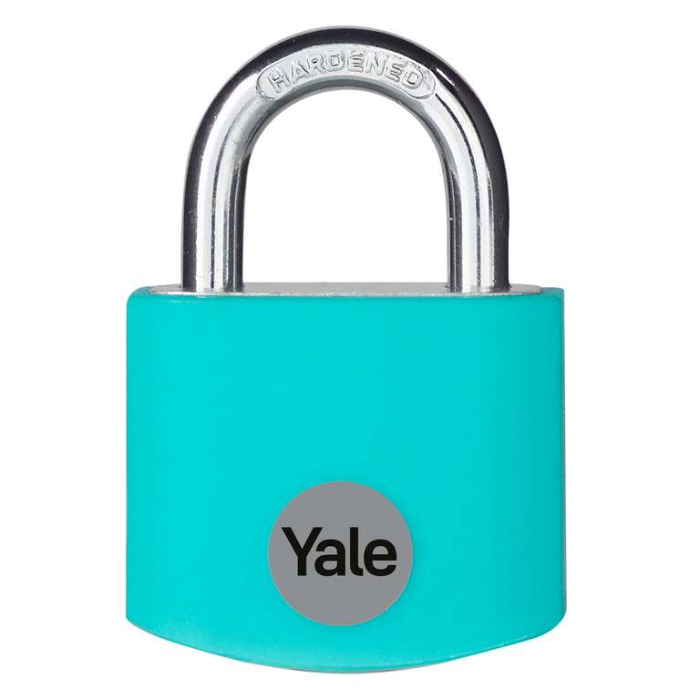 Prime: Yale - YE3B/32/116/1/TE Standardsicherheit 32 mm Aluminium Vorhängeschloss - türkis - offener Stahlbügel - 3 Schlüssel