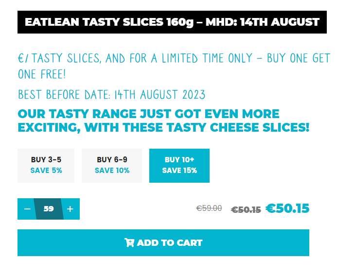 eatlean Protein Low-Fat Käse "Tasty Mature Cheese" Slices 160g | 9.4kg Käse für 50€!