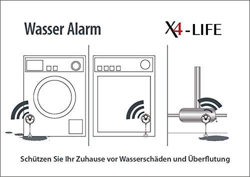 X4-LIFE Wassermelder 120 dB | Schutz vor Wasserschäden | inkl. Batterien [Prime]