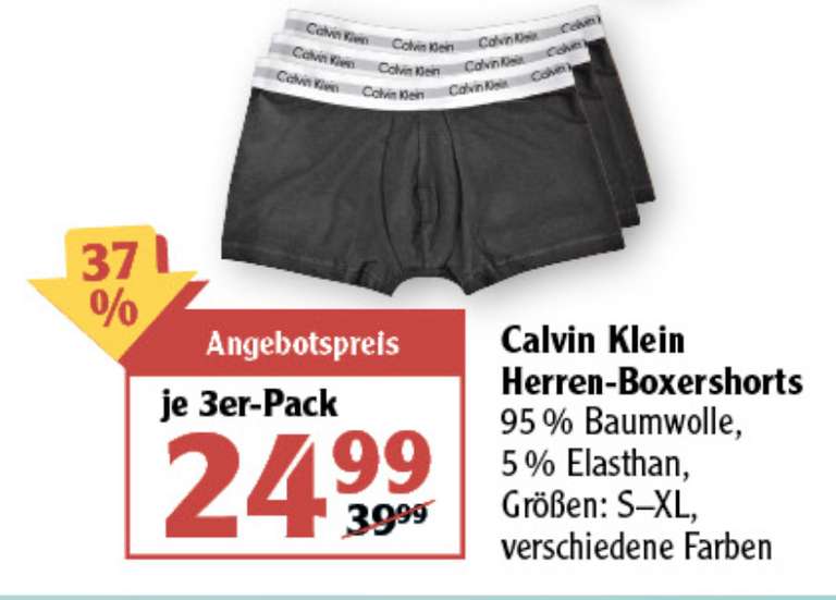 (Globus Supermarkt) Calvin Klein Unterhosen Schwarz 3er Pack