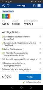 Tagesgeldkonto 4,09% bei Bunq (Niederlande)