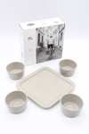 8er Set Staub Tapas Set Dipschalen Tablett Keramik Grau 21,5 x 21,5cm -0,15 L