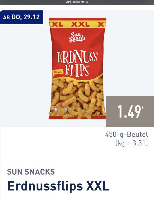XXL Sun Snacks Erdnussflips (450g) bei Aldi-Nord