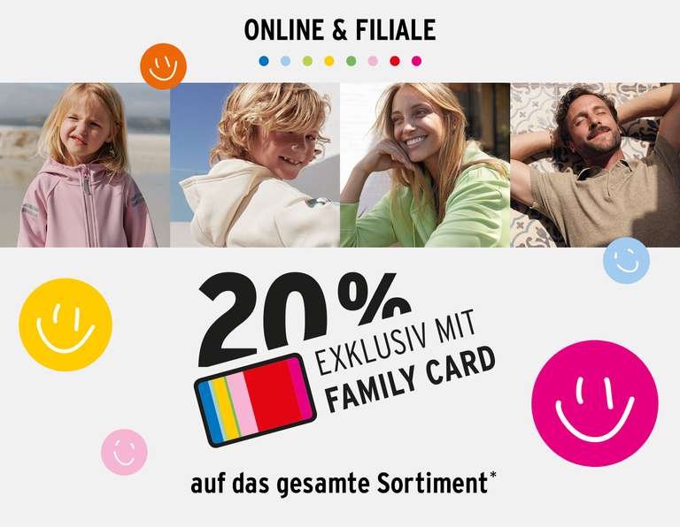 Ernsting's Family 20% mit Family Card auf das gesamte Sortiment (auch auf Sale) online und Filiale