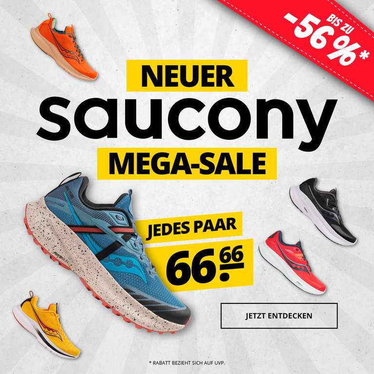 verschiedene Saucony Laufschuhe für Damen und Herren (ab Gr. 37,5 bis 50) für je 66,66€, z.B. Saucony Xodus Ultra Running Trail