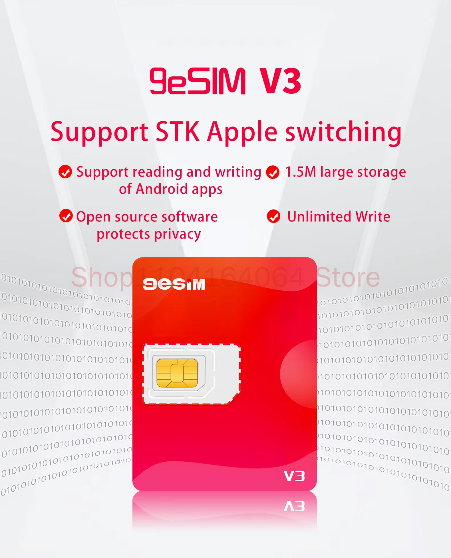 (Münzdeal + Zollrabatt) 9esim V3 eSIM Adapter, 1,5MB, bis zu 50 Profile, STK-Menü