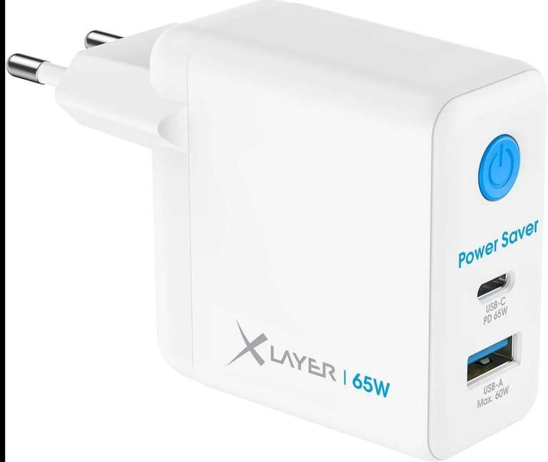 Xlayer Power Saver 65W, Ladegerät mit 1x USB C (65W) und 1x USB A (60W)