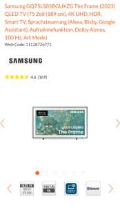 [expert Wittlich / Cashback & Nachbarbonus] Samsung The Frame (2023) QLED TV 75 Zoll für effektiv 1.378,90€ + Streaming Content gratis