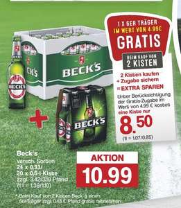 (Lokal Famila Nordwest) Beck's Bier versch. Sorten je 8,50€ (bei Kauf v. 2 Kisten)