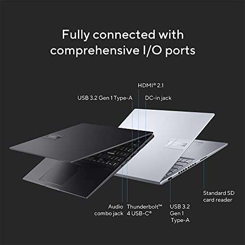 Laptop Asus Vivobook 16 (16", WUXGA, 120Hz, 300 cd/m², 100% sRGB, i7-12650H, RTX 4060, 16GB/512GB, 70Wh, 1.80kg, Win11)