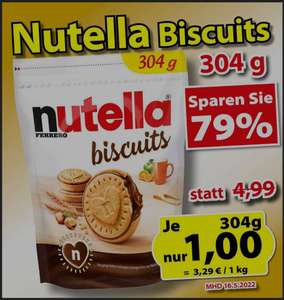Nutella Biscuits 304g für nur 1€ mit MHD:16.5.22