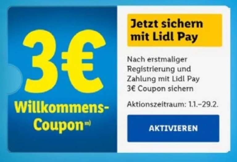 [LIDL] 3€ Coupon bei Erstanmeldung LIDL Pay und MEW 30€ bis 29.02.24