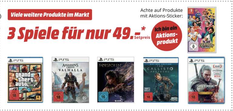 MediaMarkt / Saturn 3 Spiele für 49€ 22.07. - 08.08. Bundesweit