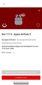 AirPods 3. Generation (Vodafone HAPPY, nur Mobilfunkkunden! )