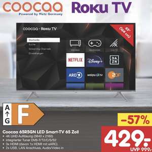 coocaa 65R5GN Roku TV (Metz) LED Smart-TV 65 Zoll 4K UHD [NETTO Filialen Vertriebsregion Tuningen/BW]