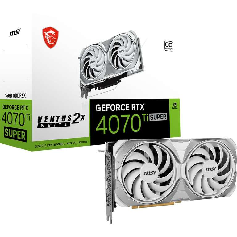 [MindStar] 16GB MSI GeForce RTX 4070 Ti SUPER Ventus 2X White OC Aktiv PCIe 4.0 x16 1xHDMI 2.1a / 3xDisplayPort 1.4a