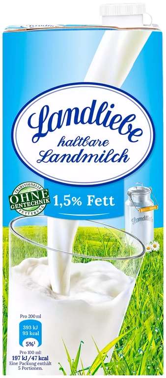 [Kaufland] Landliebe Haltbare Landmilch 3,8 % oder 1,5 % je 1-l-Packung für 0,99 € (Angebot) - bundesweit