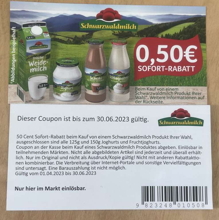 Schwarzwaldmilch Magerquark 500 g 0,2% Fettgehalt für 0,75 € (Coupon + EdekaApp) [Edeka / Marktkauf: Südwest, Nordbayern/Sachsen/Thüringen]