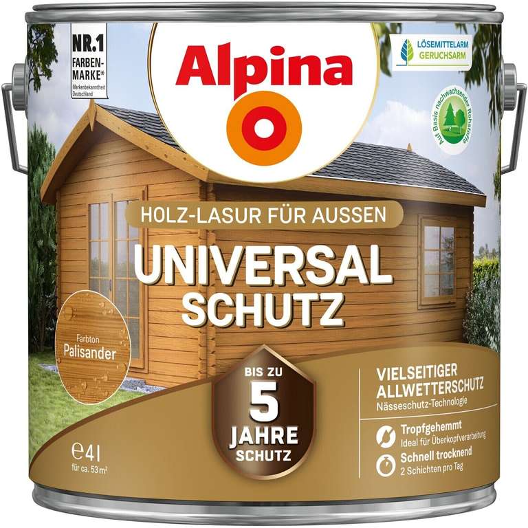 Alpina Holzlasur Universal-Schutz 4L, verschiedene Farbtöne