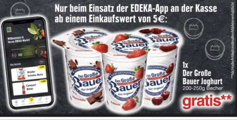 Ein Becher „Der große Bauer“ Joghurt kostenlos (EDEKA App / Südbayern)