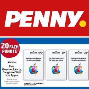 [Penny] 20-Fach Payback Punkte (10%) auf Apple & Zalando Guthabenkarten | 30-Fach auf Disney+ | 02.10. bis 08.10.