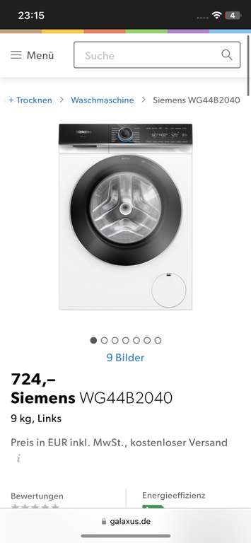 SIEMENS IQ 700 Waschmaschine für eff. 645€