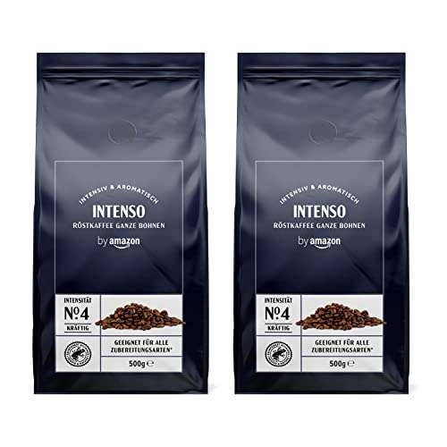[PRIME/Sparabo] Kaffeebohnen Caffè Intenso, Leichte Röstung, 1 kg, 2 Packungen mit 500 g – Rainforest Alliance-Zertifizierung