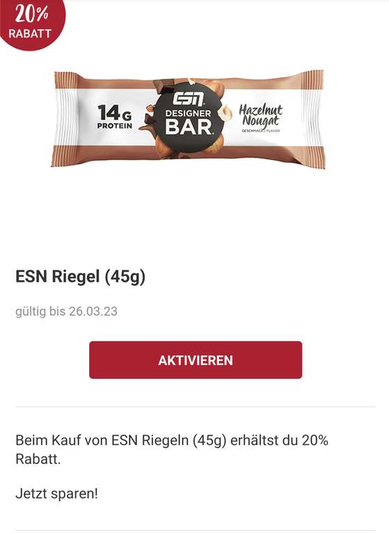 ESN Designer Bar (45 Gramm) bei Rossmann für 1,58€
