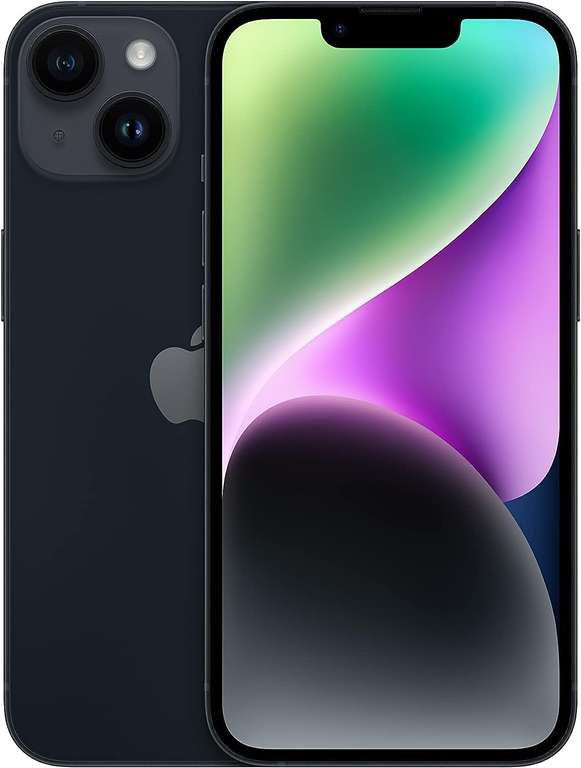 Apple iPhone 14 128GB (Apple A15, 6.1", 2532x1170 Pixel, OLED, 12MP, HDR, 5G, Dual-SIM, IP68-zertifiziert) Weiß/Schwarz/Blau/Violett