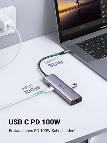 UGREEN USB-C Hub 7-in-1 USB C Ethernet Dock mit 4k@60Hz HDMI, RJ45, 100W Power Delivery, SD/microSD, 2 USB 3.0 (5Gbps)
