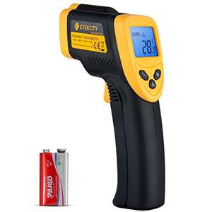 [Amazon Prime] Etekcity Digital Laser IR Thermometer, Temperaturmessgerät, -50 bis +380°C, LCD Beleuchtung, Gelb/Schwarz, Lasergrip 774