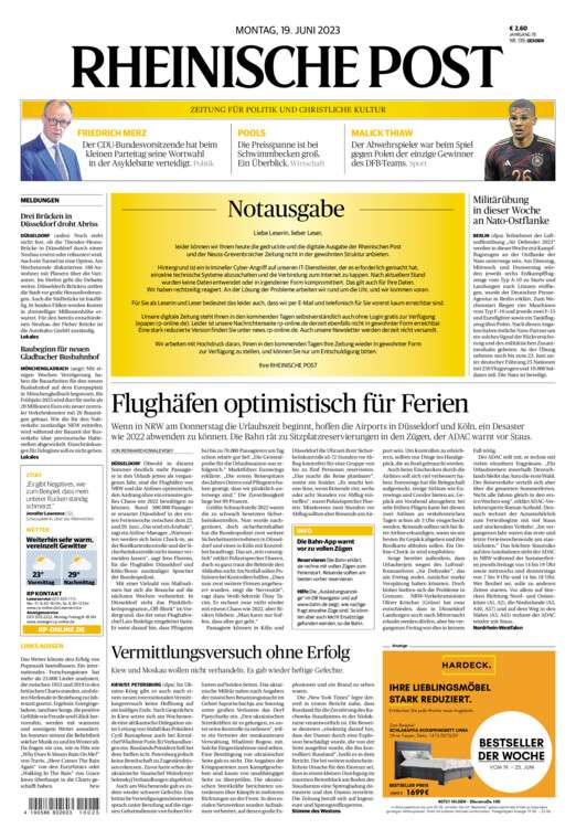 TAGESZEITUNG Rheinische Post E-Paper nächste Tage gratis, durch Cyberangriff [NOTAUSGABE]