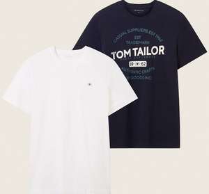 [Otto UP+] 2er Pack TOM TAILOR Herren T-Shirt | 1x mit großem Print, 1x mit kleinem Logo | versch. Farben, Gr. S - 3XL, 100% Baumwolle
