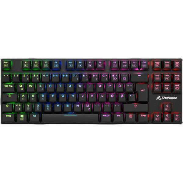 Sharkoon PureWriter RGB TKL Mechanische Low Profile-Tastatur (Kailh Choc Low Profile Red, RGB, rote Schalter, flache Tasten, Tenkeyless)